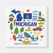 Michigan Custom Family Trip Keepsake マグネット (正面)