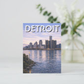 Michigan Detroit Skyline Travel ポストカード (スタンド正面)
