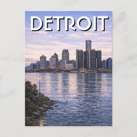 Michigan Detroit Skyline Travel ポストカード (正面)