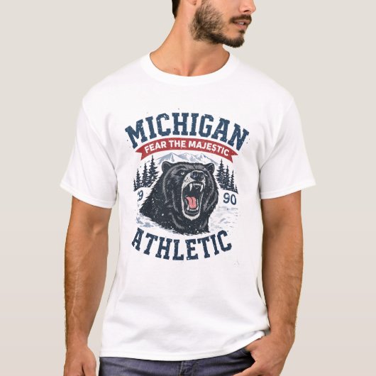 Michigan Fear The Majestic Bear Tシャツ (正面)
