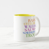 Michigan Fishing Rainbow Text Fisherwoman Mug ツートーンマグカップ (正面右)