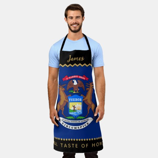 Michigan Flag Chefs Apron, Michigan Apron エプロン (着用した状態)