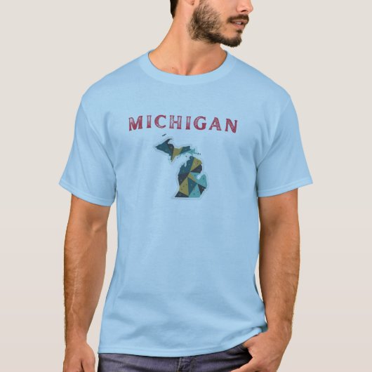 Michigan Geometric Map T-Shirt | Minimalist State  Tシャツ (正面)