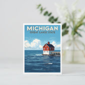 Michigan Great Lakes Lighthouse ポストカード (スタンド正面)