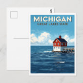 Michigan Great Lakes Lighthouse ポストカード (正面/裏面)