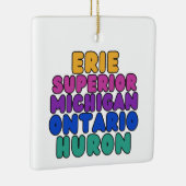 Michigan Great Lakes Rainbow Text Ornament  セラミックオーナメント (右)