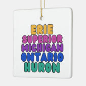 Michigan Great Lakes Rainbow Text Ornament  セラミックオーナメント (左)