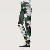 Michigan Green & White Warrior Camo Printed レギンス (左)