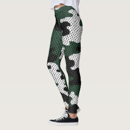 Michigan Green & White Warrior Camo Printed レギンス
