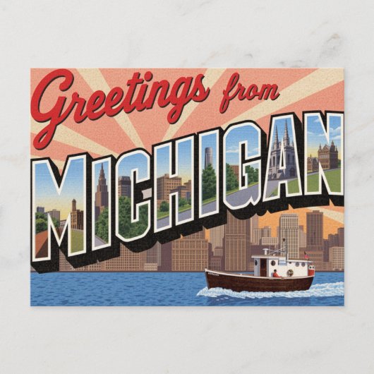 Michigan Greetings Large ポストカード (正面)