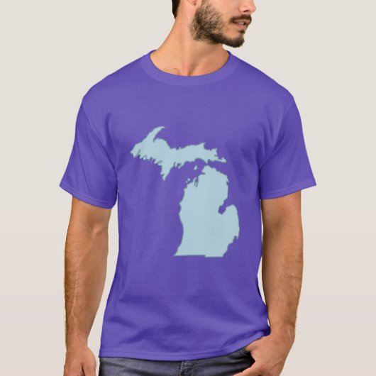 Michigan Home State Outline Blue Oversized Tシャツ (正面)