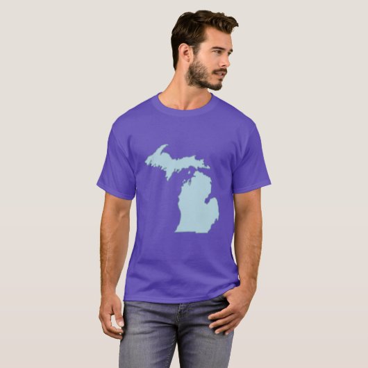 Michigan Home State Outline Blue Oversized Tシャツ (正面フル)