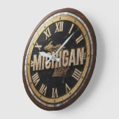 Michigan Luxury Diamond Paved Script Marble ラージ壁時計 (傾斜)