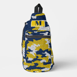 Michigan Navy & Maize Camo Printed  スリングバッグ