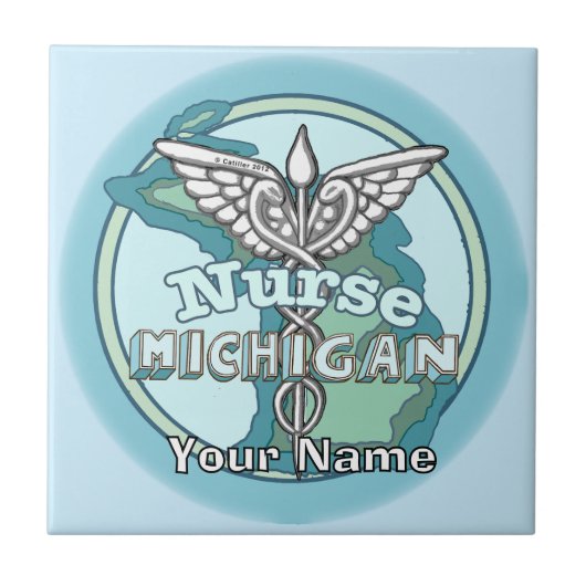 Michigan Nurse Caduceus Tile タイル (正面)