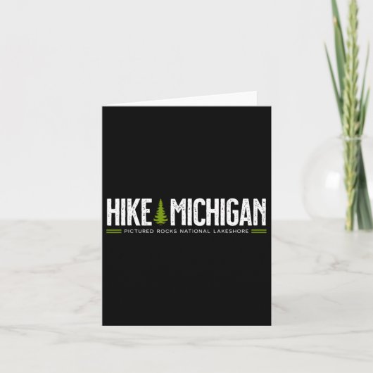 Michigan Pictured Rocks Lakeshore Hike Tree Retro カード (正面)
