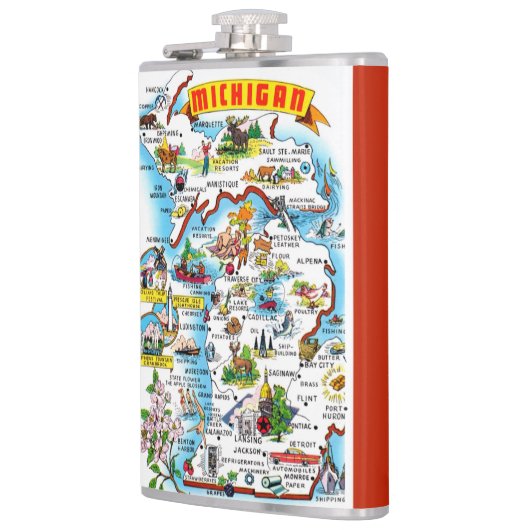 Michigan Postcard Map フラスク (左)