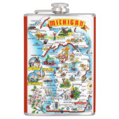 Michigan Postcard Map フラスク (正面)