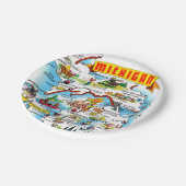 Michigan Postcard Map  ペーパープレート (アングル)