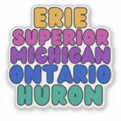 Michigan Rainbow Bubble Text Great Lakes Sticker シール (正面)