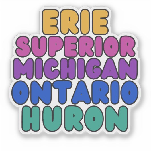 Michigan Rainbow Bubble Text Great Lakes Sticker シール (正面)