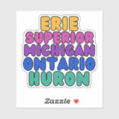 Michigan Rainbow Bubble Text Great Lakes Sticker シール (シート)