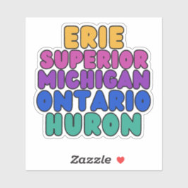 Michigan Rainbow Bubble Text Great Lakes Sticker シール