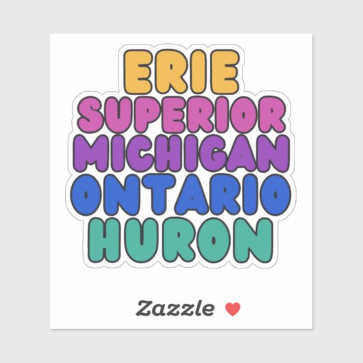 Michigan Rainbow Bubble Text Great Lakes Sticker シール (シート)