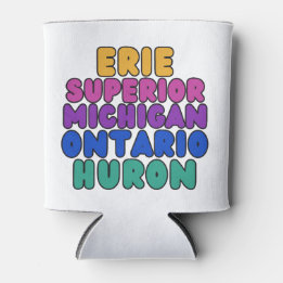 Michigan Rainbow Text Great Lakes Can Cooler 缶クーラー