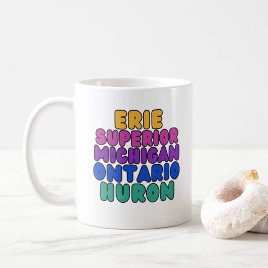 Michigan Rainbow Text Great Lakes Coffee Mug コーヒーマグカップ (ドーナツ)