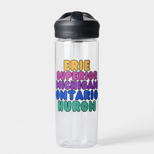 Michigan Rainbow Text Great Lakes Water Bottle ウォーターボトル (正面)