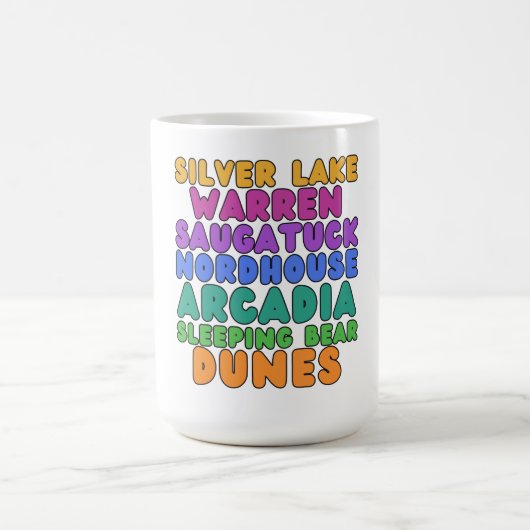 Michigan Sand Dunes Rainbow Bubble Letter Mug コーヒーマグカップ (中央)