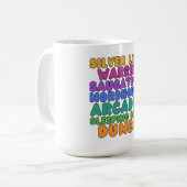Michigan Sand Dunes Rainbow Bubble Letter Mug コーヒーマグカップ (正面左)