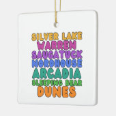Michigan Sand Dunes Rainbow Bubble Letter Ornament セラミックオーナメント (左)