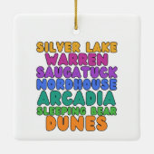 Michigan Sand Dunes Rainbow Bubble Letter Ornament セラミックオーナメント (裏面)