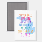 Michigan Sand Dunes Rainbow Text Magnet  マグネット (正面/裏面)