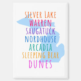 Michigan Sand Dunes Rainbow Text Magnet  マグネット