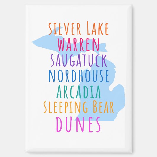 Michigan Sand Dunes Rainbow Text Magnet  マグネット (正面)