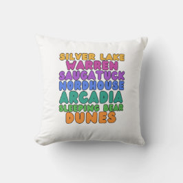 Michigan Sand Dunes Rainbow Text Throw Pillow クッション