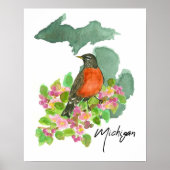 Michigan State American Robin Apple Blossom ポスター (正面)