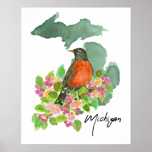 Michigan State American Robin Apple Blossom  ポスター (正面)