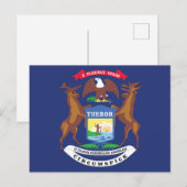 Michigan State Flag Great Lakes State Seal Moose ポストカード (正面/裏面)