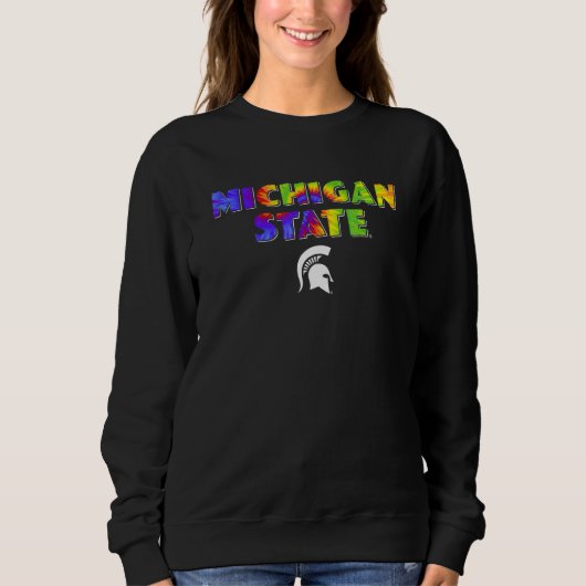 Michigan State MSU Spartans Pride Rainbow Tie Dye スウェットシャツ (正面)