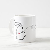 Michigan to Tennessee - Heart2Heart Coffee Mug コーヒーマグカップ (正面左)