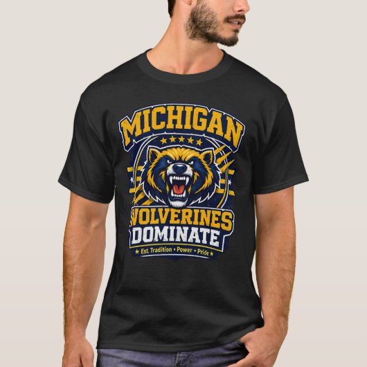 Michigan Wolverines Dominate T-Shirt – College Foo Tシャツ (正面)