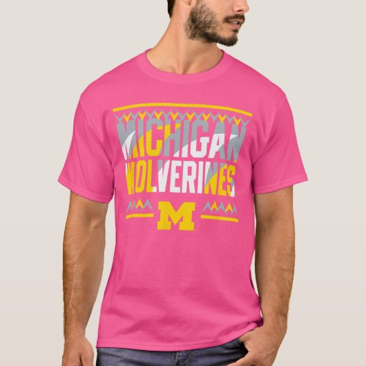 Michigan Wolverines Retro Sharktooth Navy family b Tシャツ (正面)