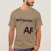 Michigander AF Minimalist Michigan State Outline O Tシャツ (正面)