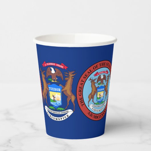 Michigander Flag & Seal, Flag of Michigan 紙コップ (左)