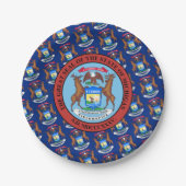 Michigander Flag & Seal, Michigan ペーパープレート (正面)