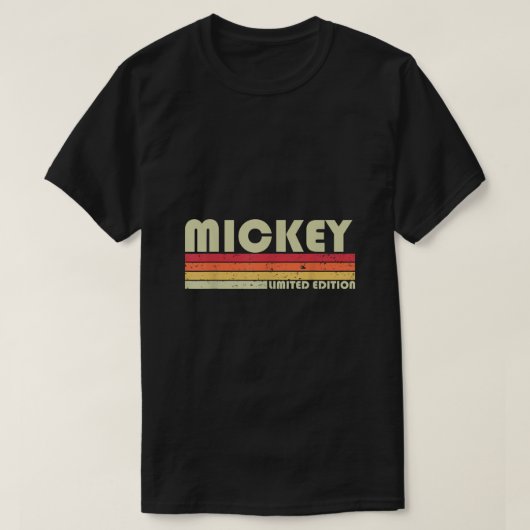 MICKEY名のパーソナライズされたレトロヴィンテージ Tシャツ (デザイン正面)